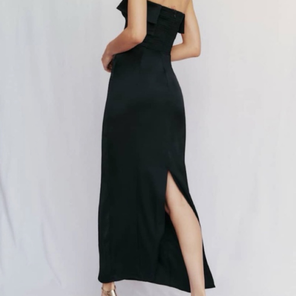 REFORMATION JOHAN SATIN DRESS (Black, 4) - Picture 3 of 7